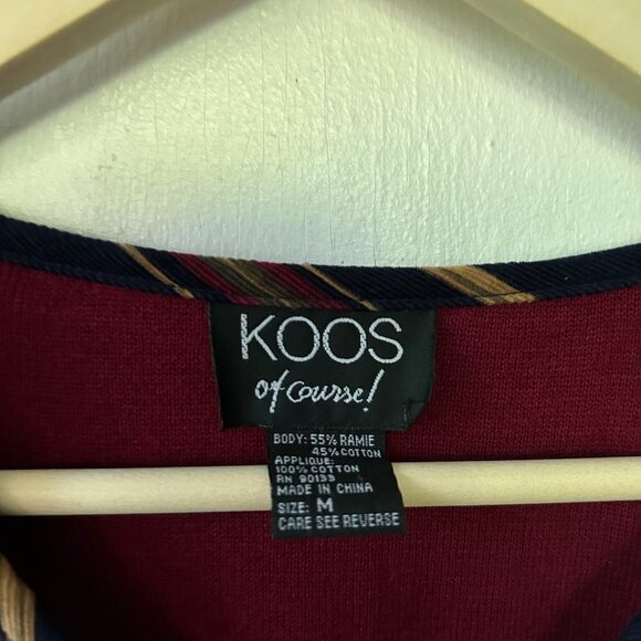 Koos of Course Cardigan Womens Medium Red Floral VTG Knit Sweater Button Front - Picture 5 of 6